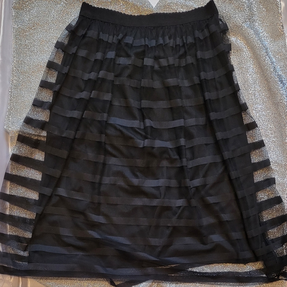 Elegant Black Striped Skirt